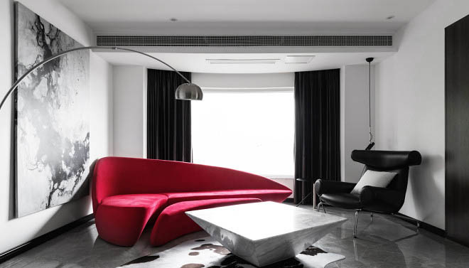 120平現(xiàn)代風(fēng)家裝案例，黑與白的詩(shī)情畫(huà)意